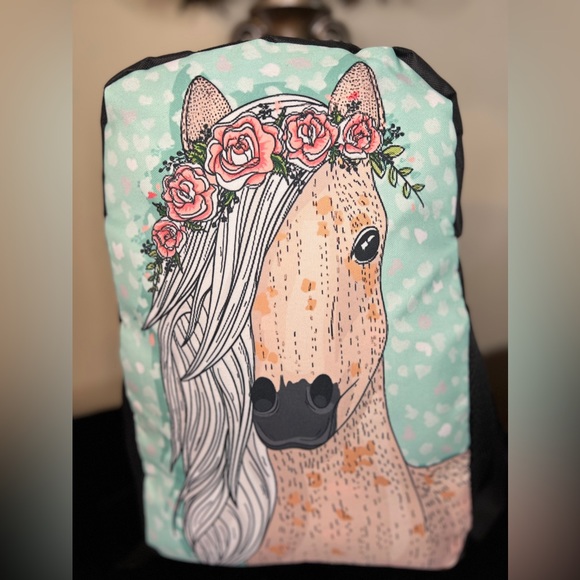 unbranded Other - New Fantasy Horse Backpack Pink Flowers Bag Light Weight Side Pockets